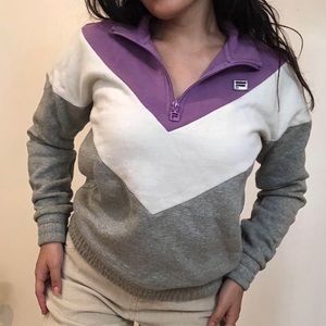 Fila Vintage Zip Jacket, Women’s Purple white and Gray XS
